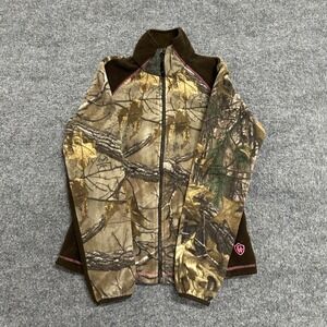 Game Winner Jacket Womens Size S Brown Realtree Camo Fleece Full Zip Outdoor